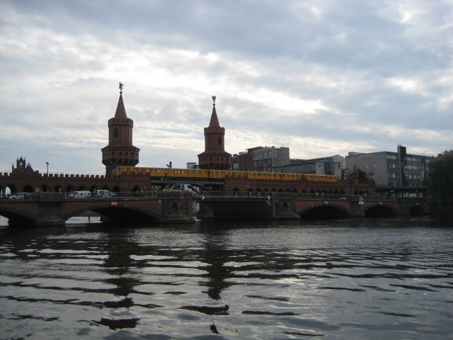 The U-Bahn train crossing the Oberbaum Bridge in Berlin