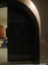 Huge wooden doors leading to the Principal Restaurant