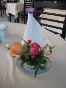 Almost every morning the waiters would create a lovely little flower arrangement at our breakfast table.